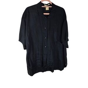 Anne Pinkerton black lagenlook oversized button up shirt japan